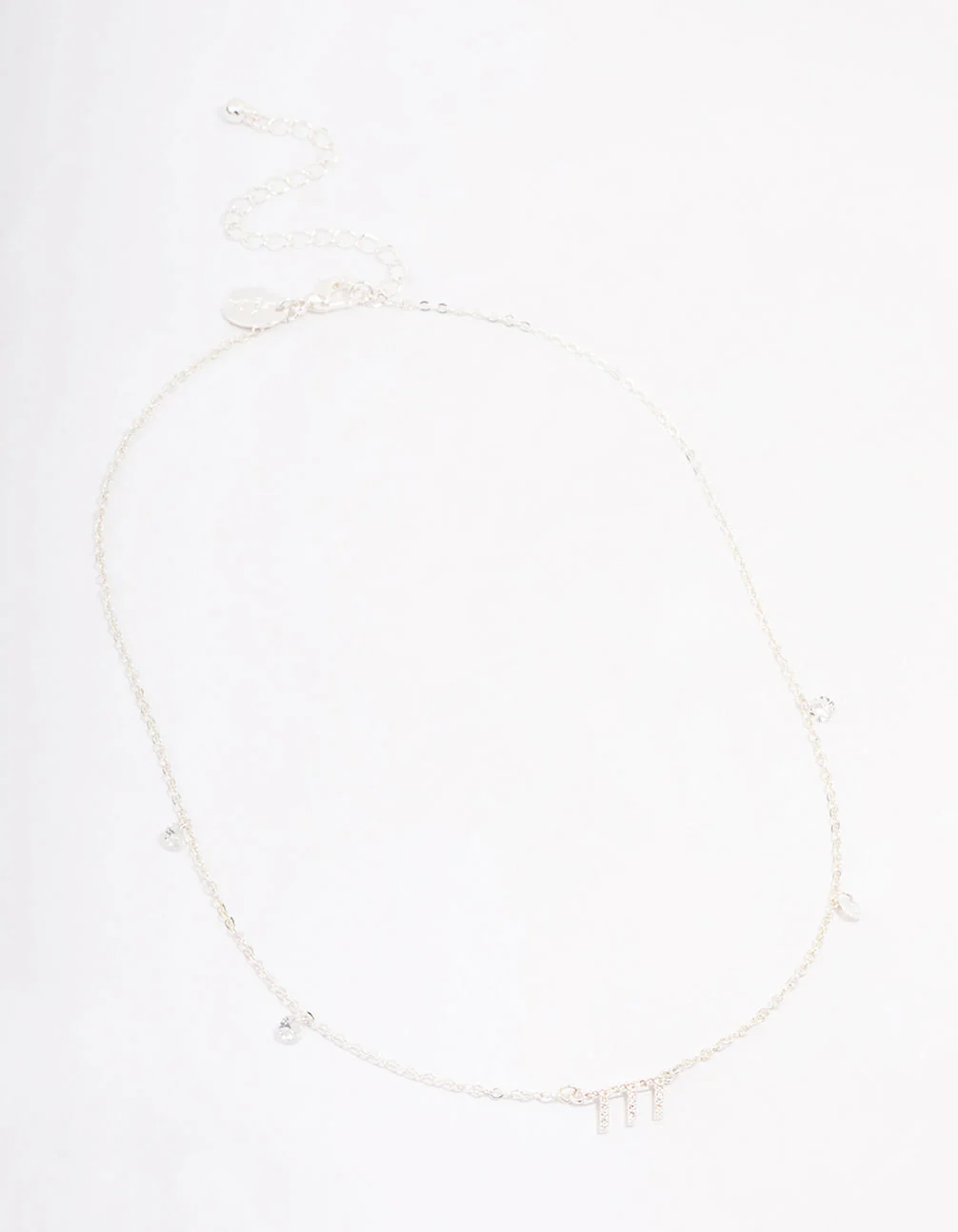 Silver Plated 777 Angel Number Cubic Zirconia Chain Necklace - Image 2