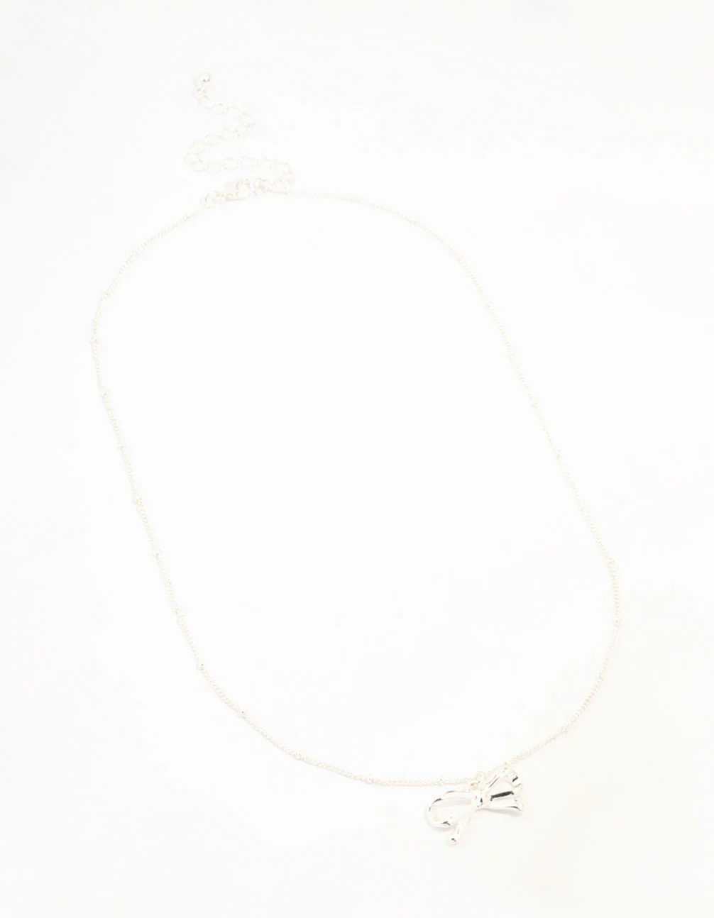 Silver Plated Bow & Ball Chain Necklace - Image 2