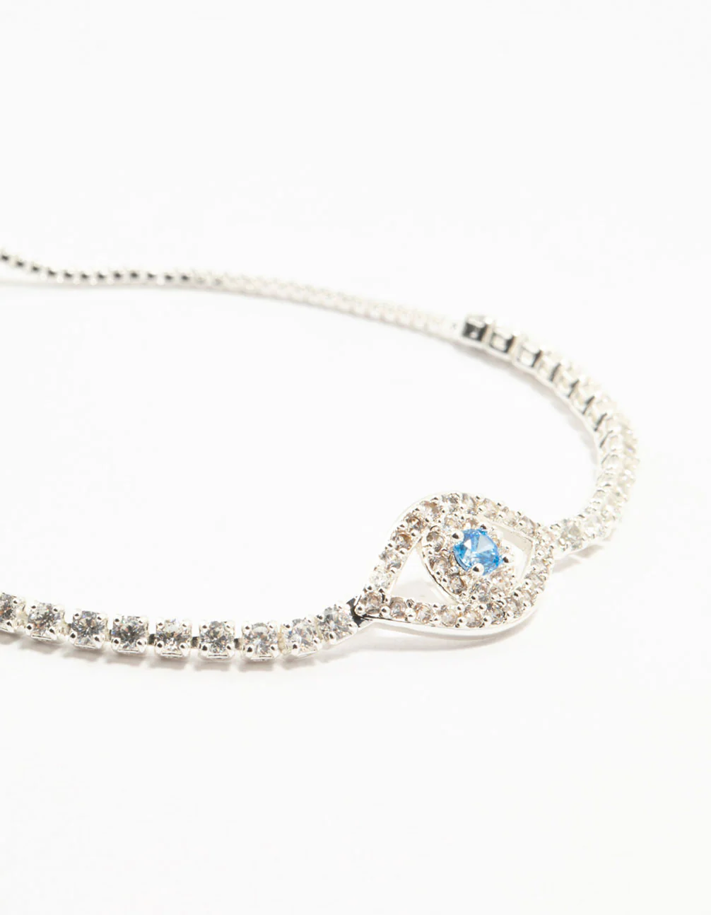 Silver Plated Brass  Crystal Large Evil Eye Bracelet - Image 2