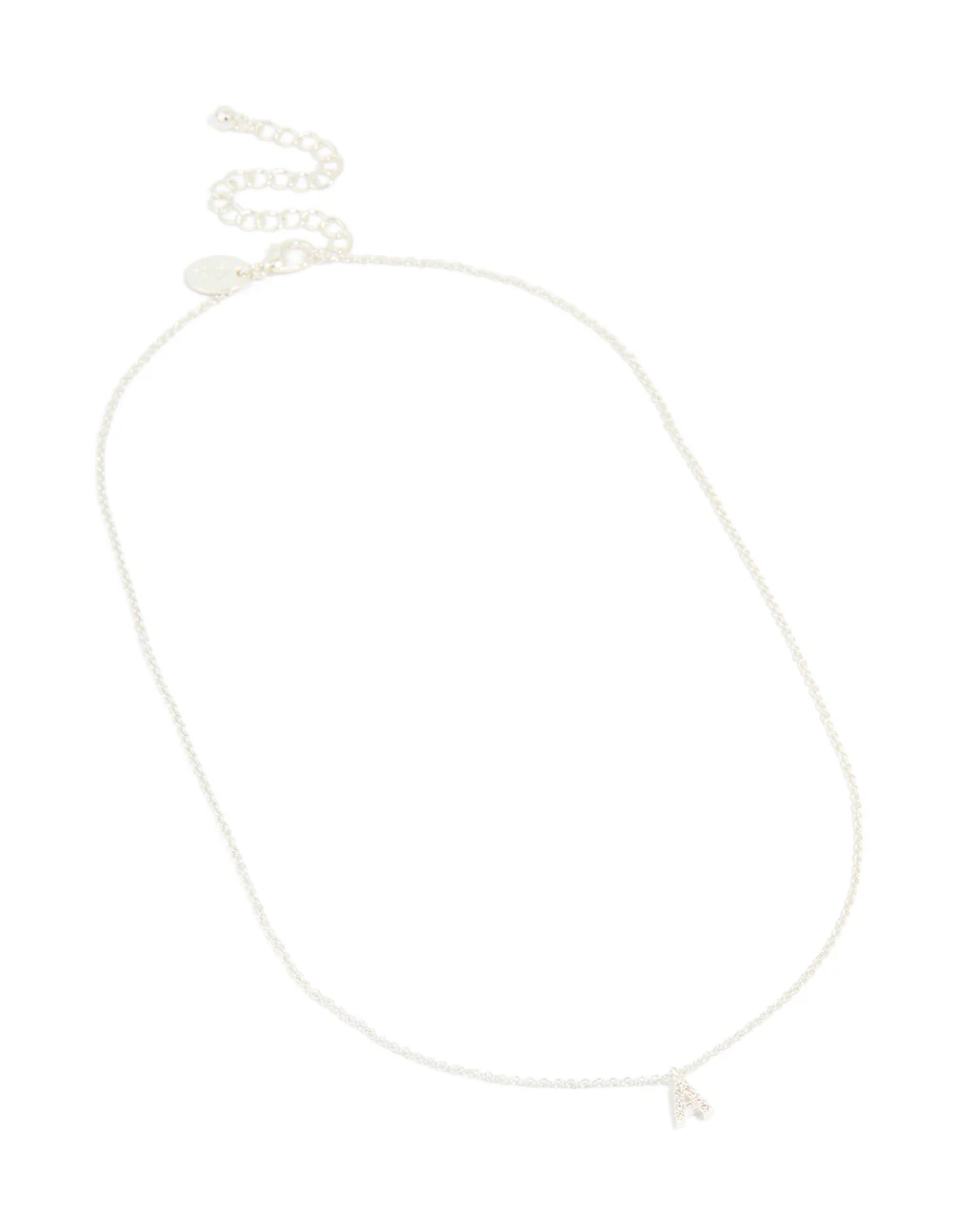 Silver Plated Brass Cubic Zirconia Letter A Necklace - Image 3