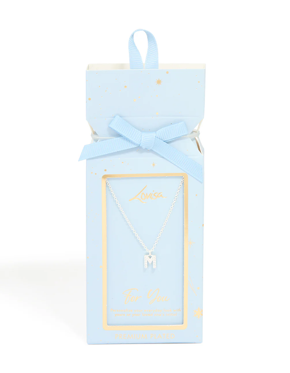 Silver Plated Brass Cubic Zirconia Letter M Necklace - Image 5