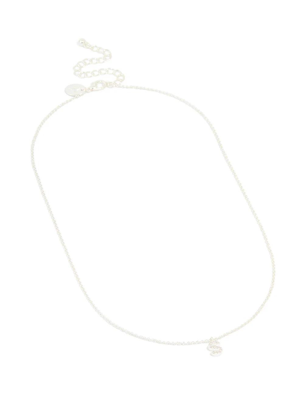 Silver Plated Brass Cubic Zirconia Letter S Necklace - Image 3