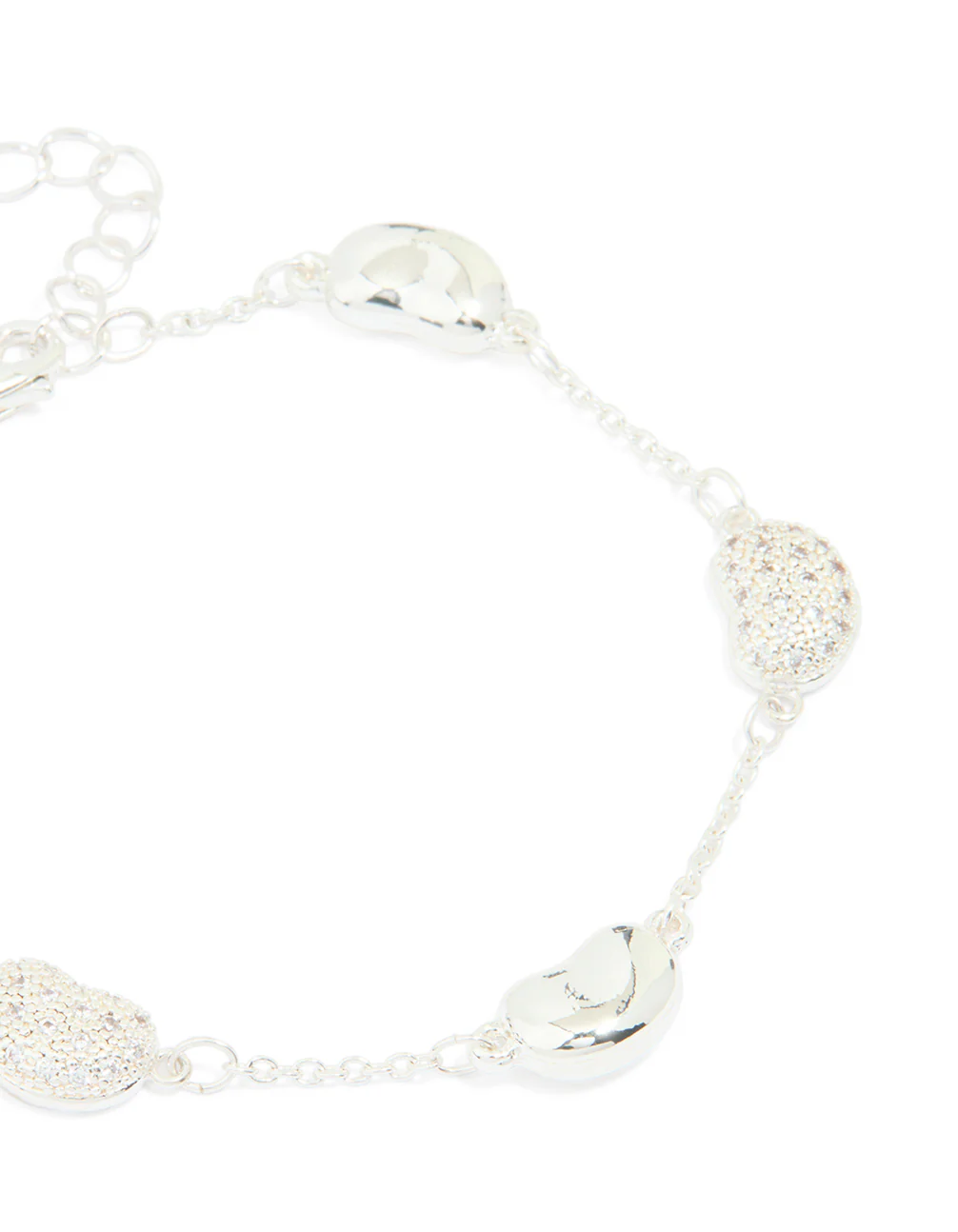 Silver Plated Brass  Cubic Zirconia Pebble Charm Bracelet - Image 4