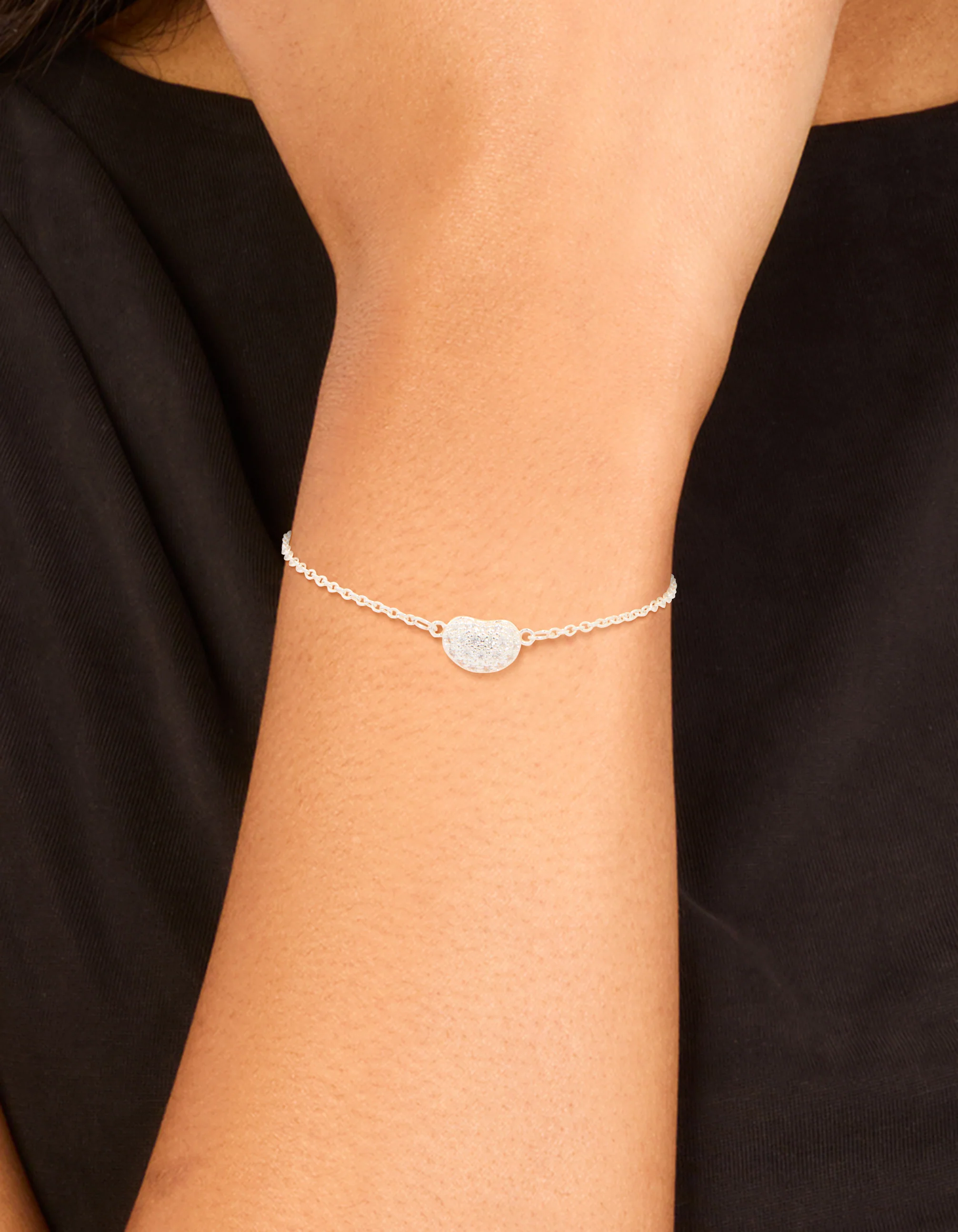 Silver Plated Brass Cubic Zirconia Single Pebble Bracelet - Image 2