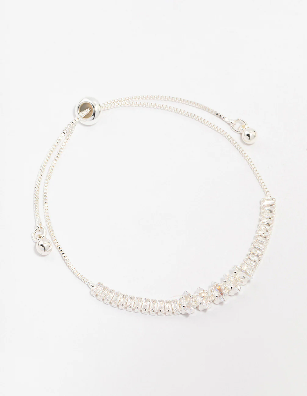 Silver Plated Brass Tennis Marquise Baguette Bracelet
