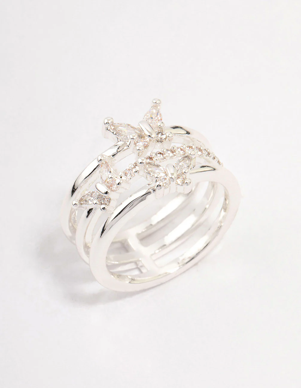Silver Plated Butterfly Band Ring - Image 2