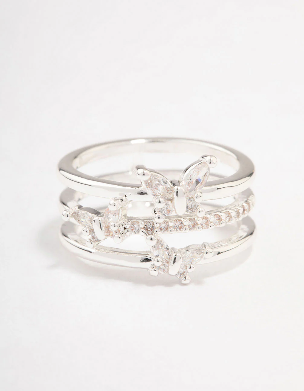 Silver Plated Butterfly Band Ring - Image 3