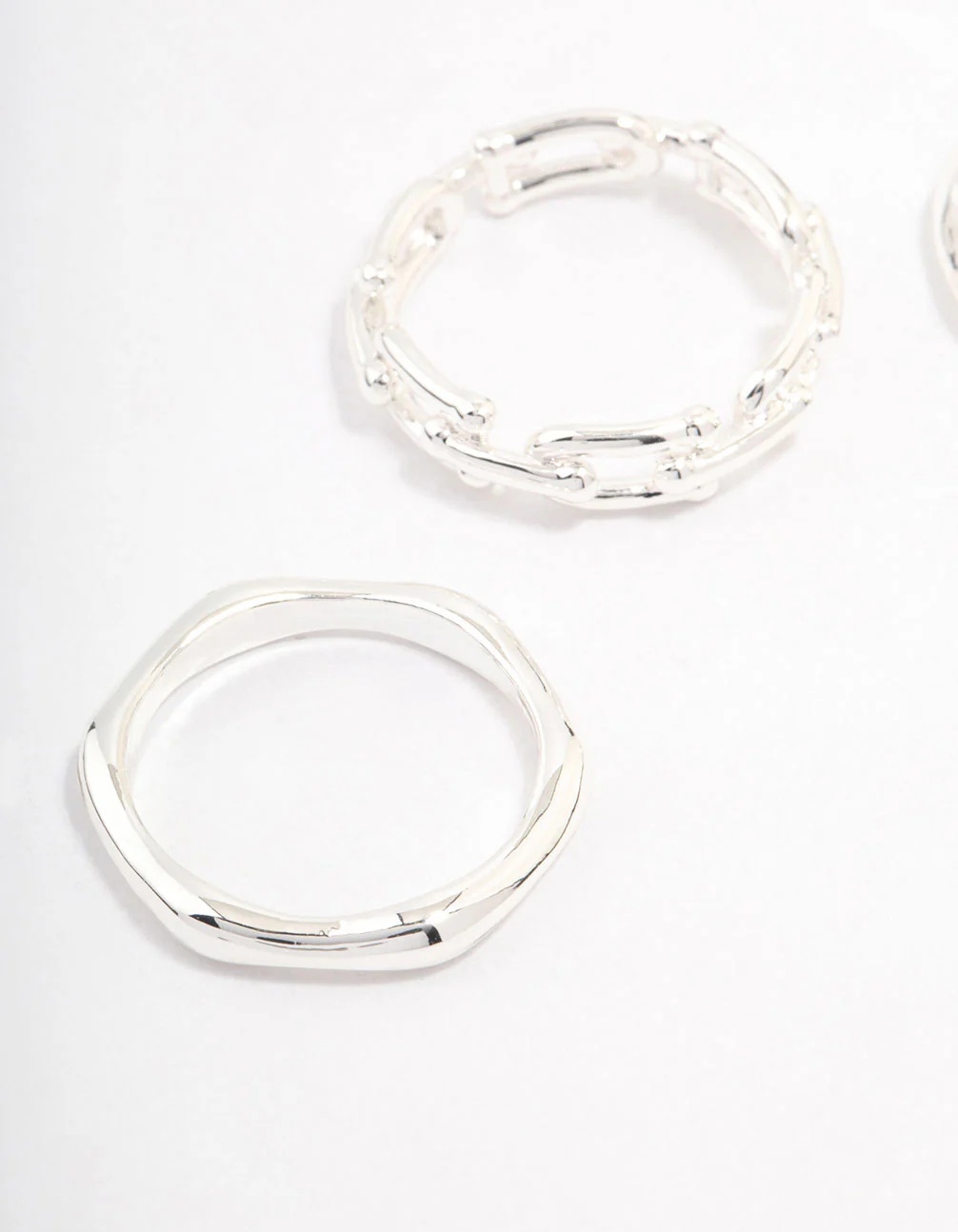 Silver Plated Chain Link Stacking Ring Pack - Image 2