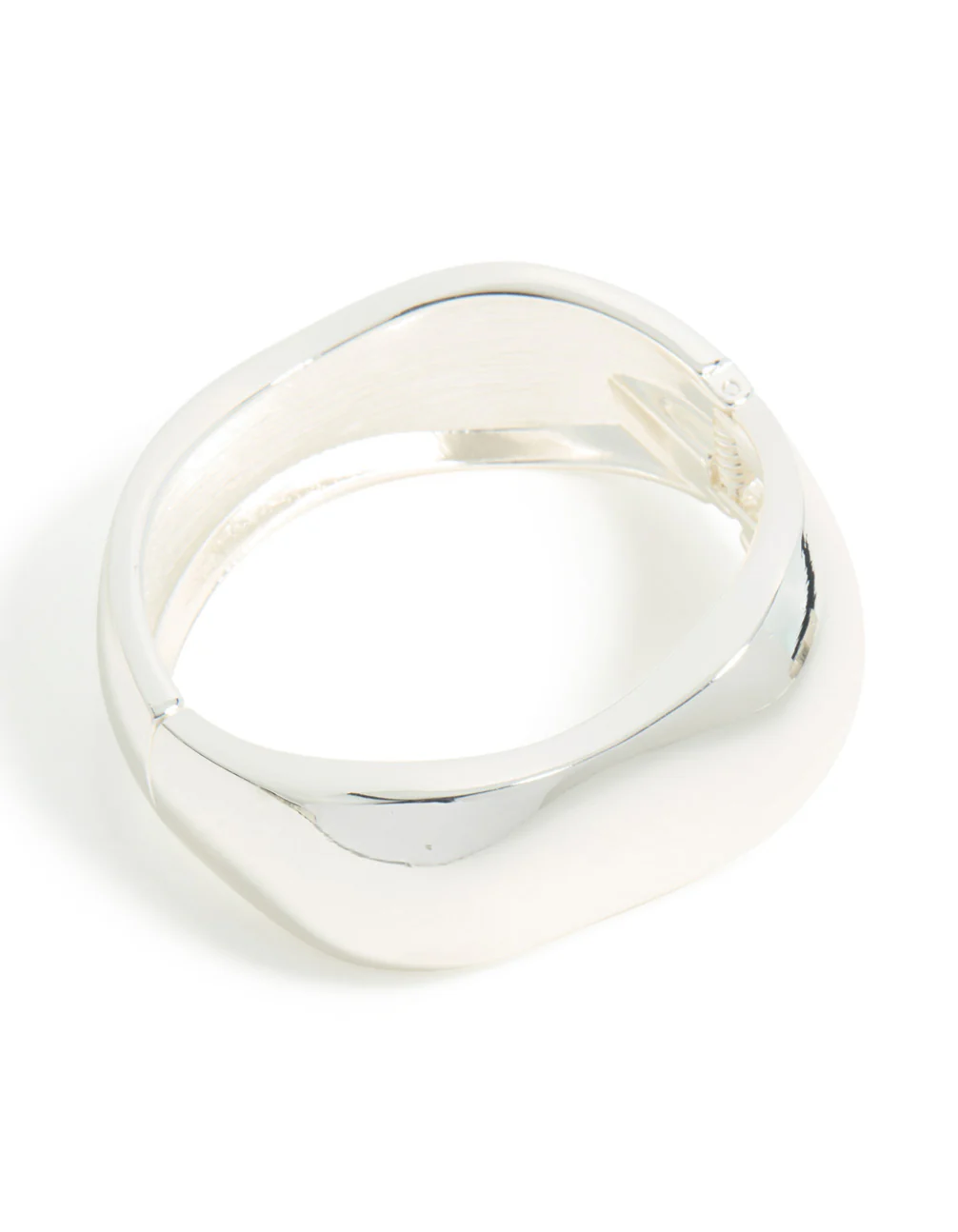 Silver Plated Chunky Hinged Molten Bangle - Image 2
