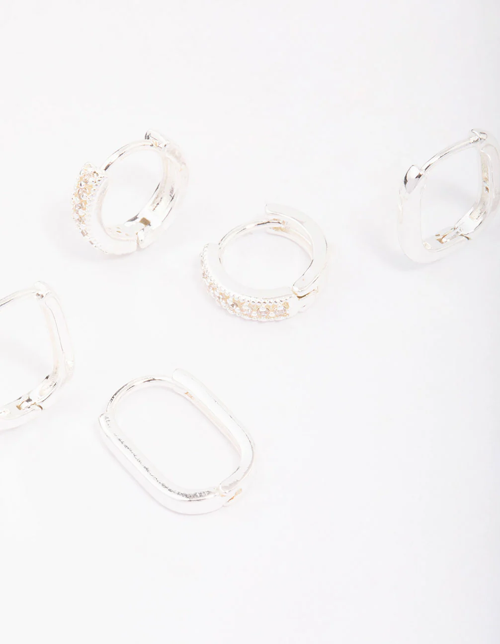 Silver Plated Brass  Clean Pave Earring 3-Pack - Image 2