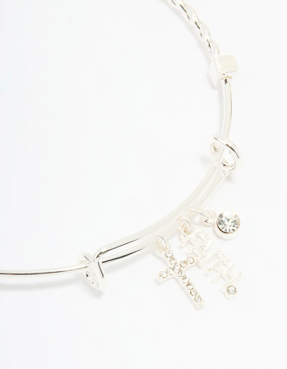 Silver Plated Cross & Faith Bangle - Image 2
