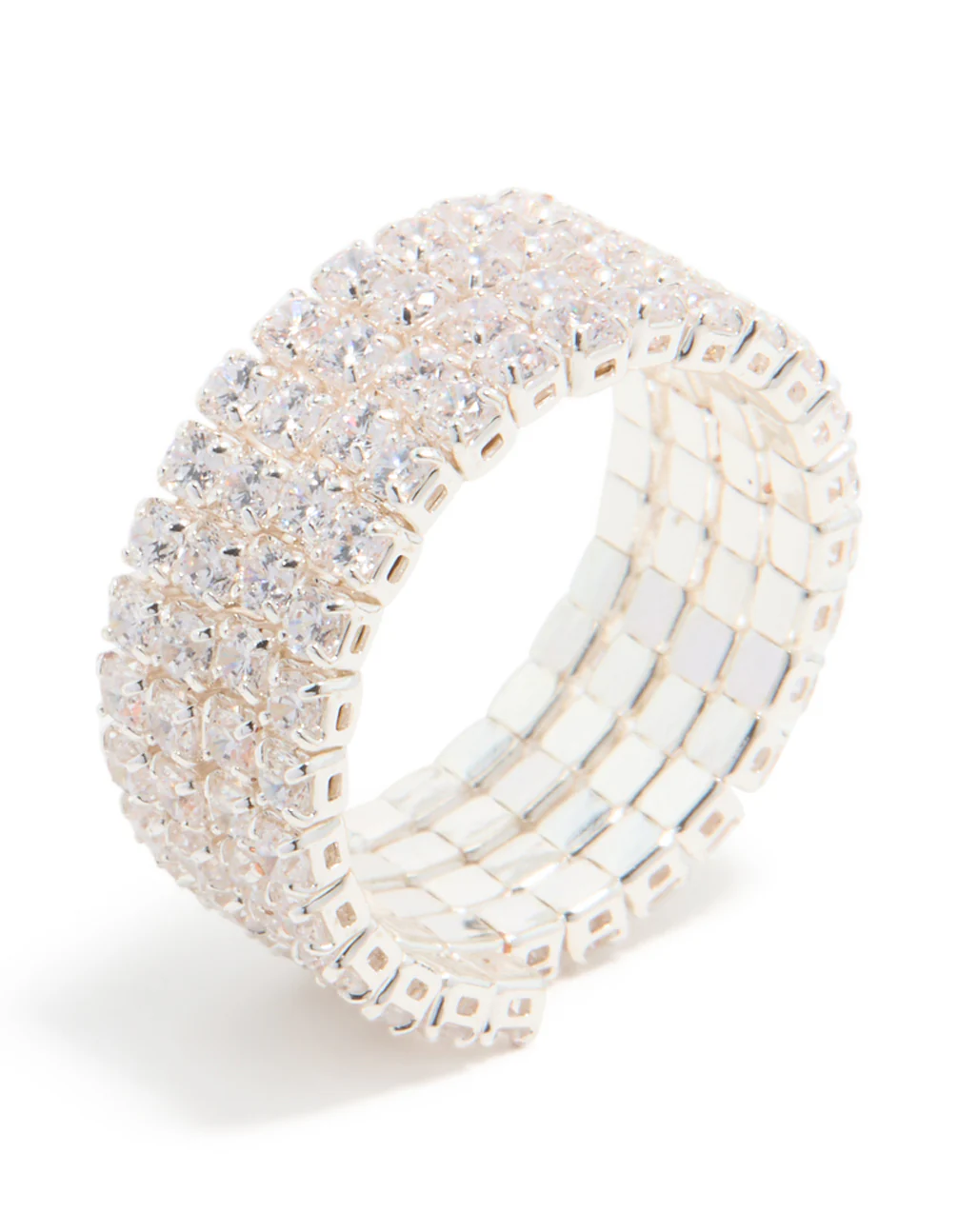 Silver Plated Cubic Zirconia 4-Row Wrap Ring - Image 4