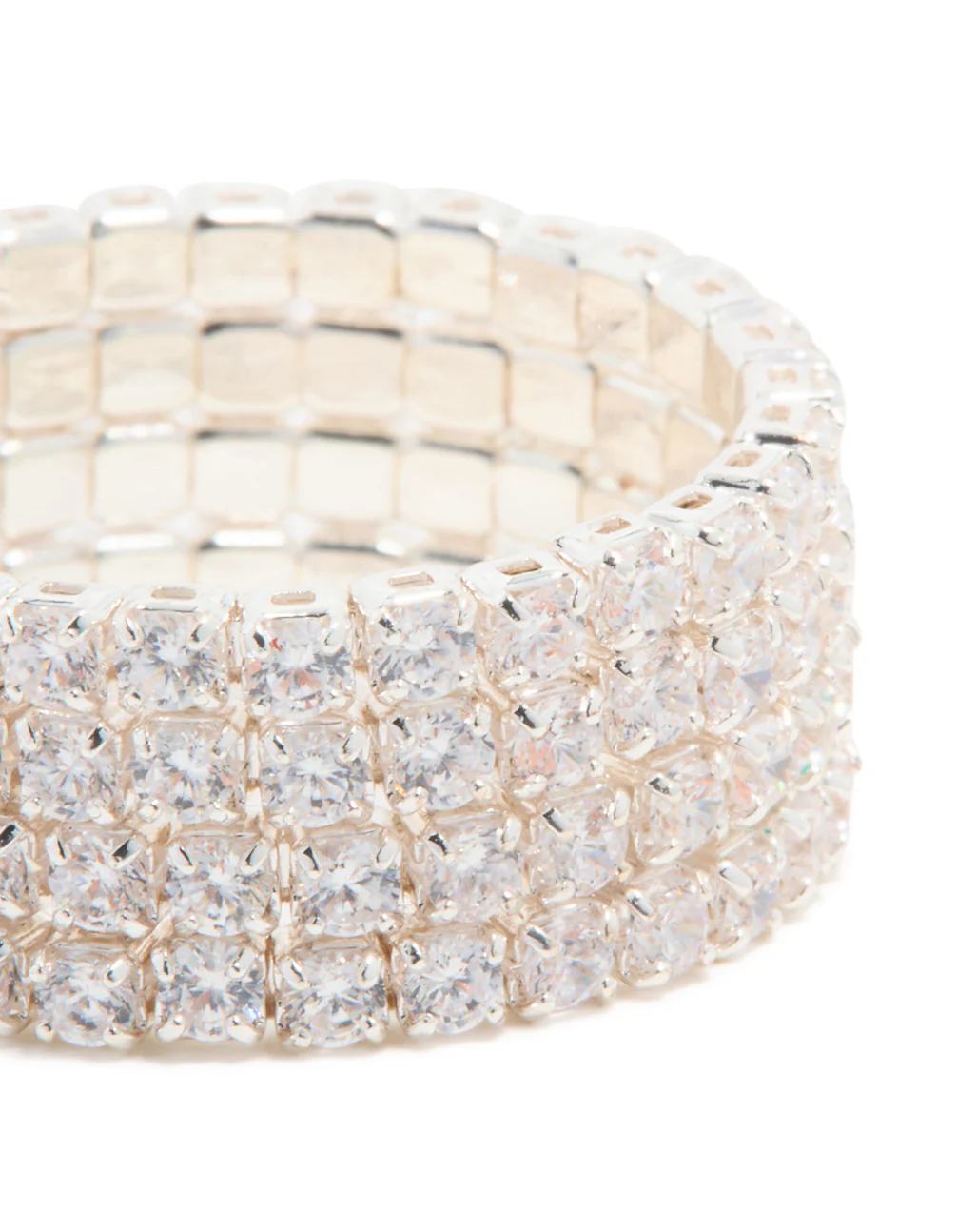 Silver Plated Cubic Zirconia 4-Row Wrap Ring - Image 5