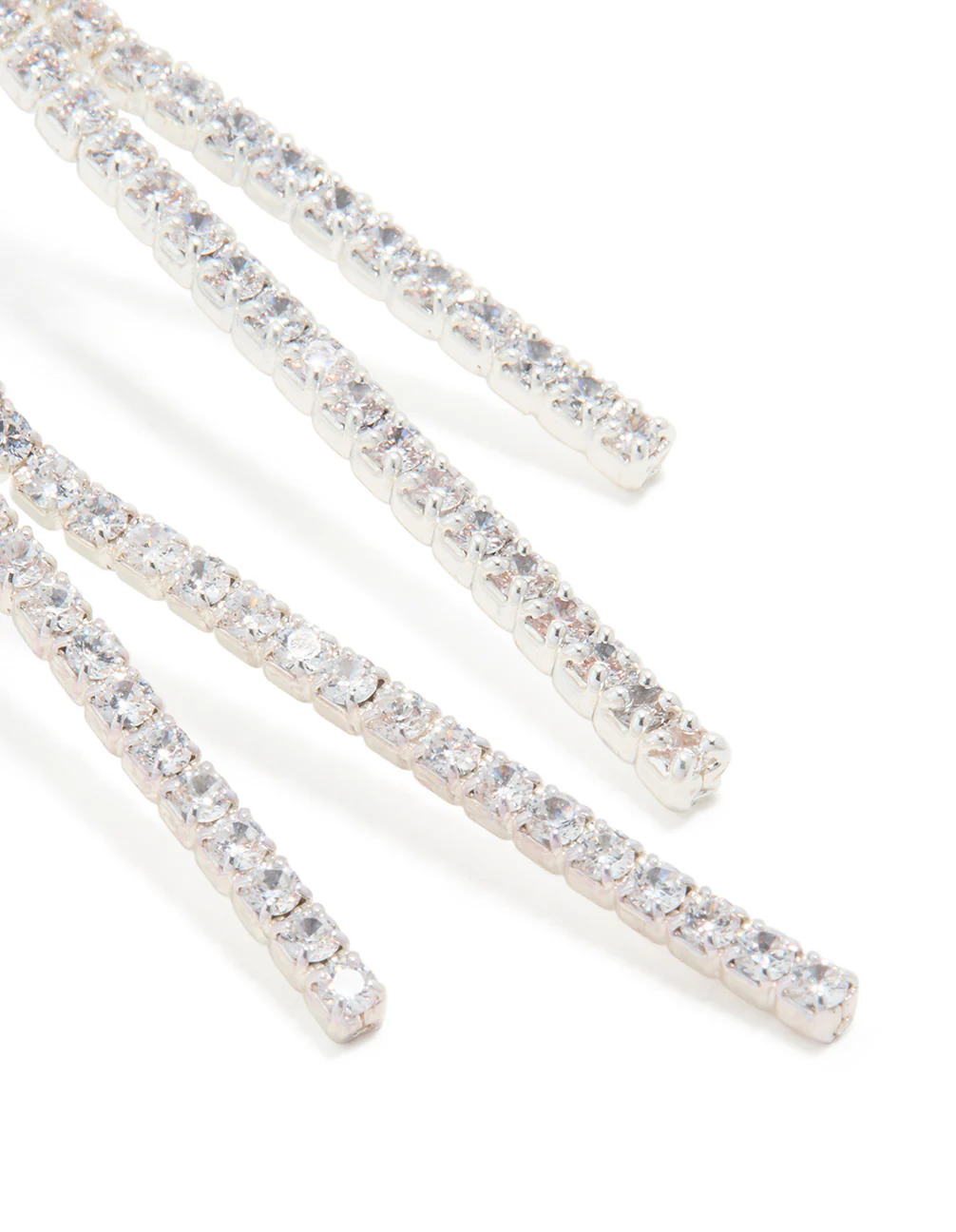 Silver Plated Cubic Zirconia Asymmetrical Cup Chain Drop Earrings - Image 3