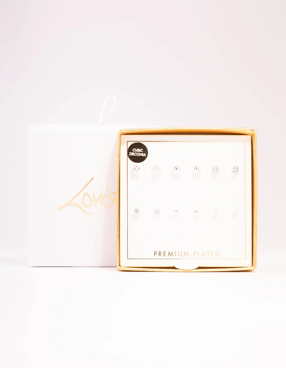 Silver Plated Cubic Zirconia & Ball Stud Earrings 6-Pack - Image 3