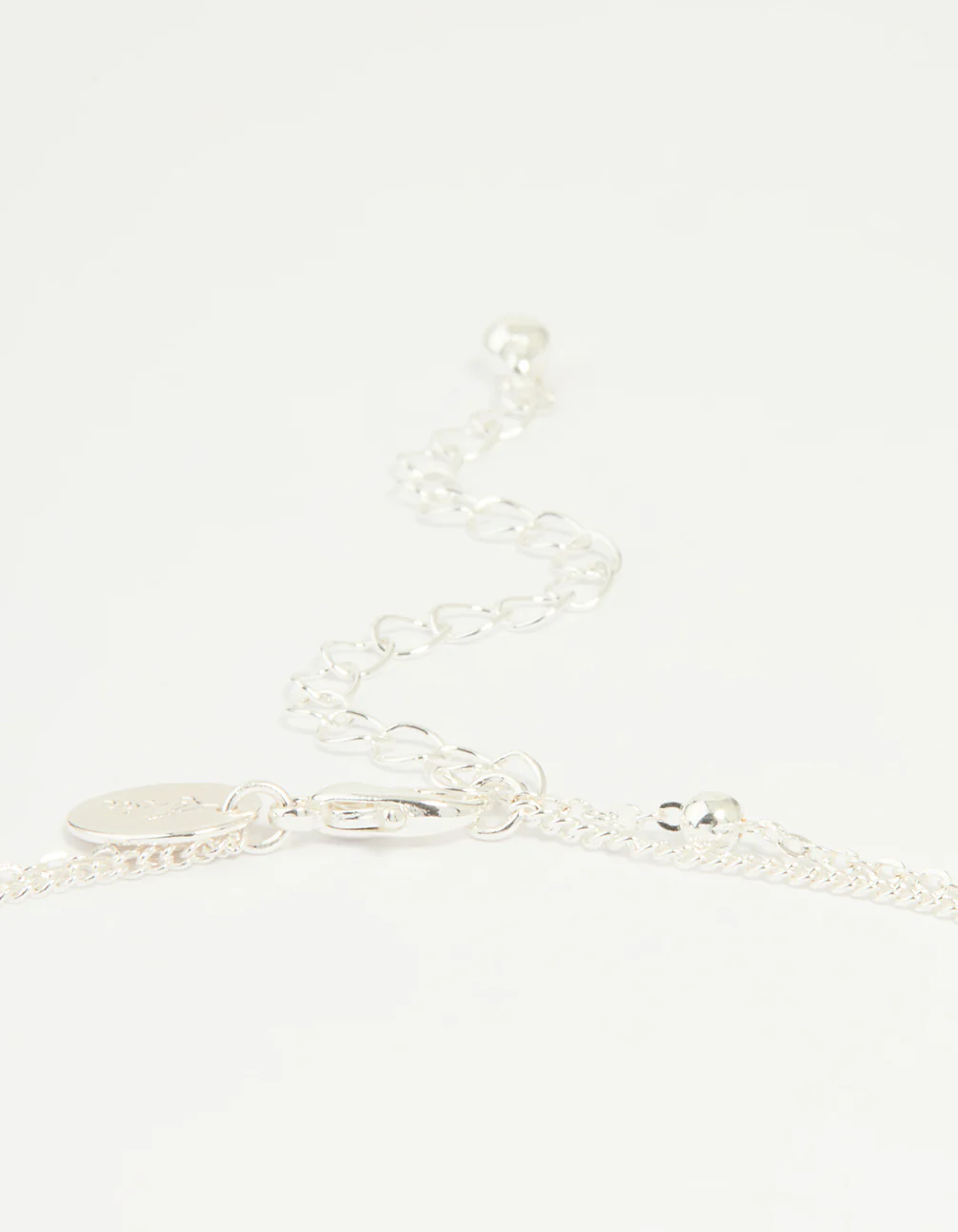 Silver Plated Cubic Zirconia & Bubble Letter A Layered Necklace - Image 3
