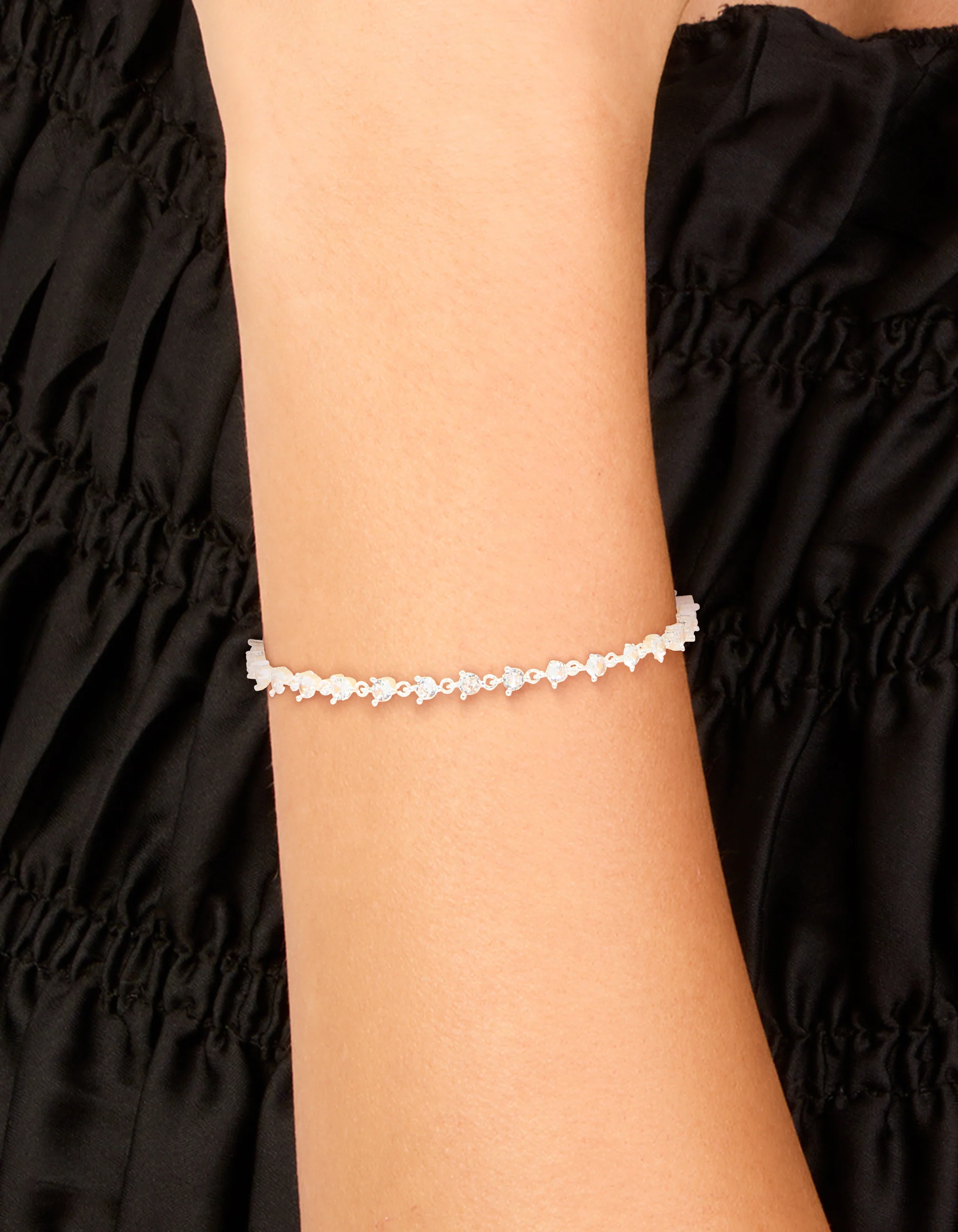 Silver Plated Cubic Zirconia Circular Tennis Bracelet - Image 2