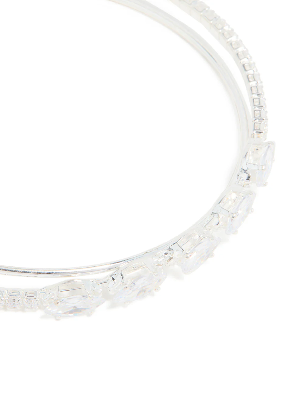 Silver Plated Cubic Zirconia Criss-Cross Wrist Cuff - Image 4