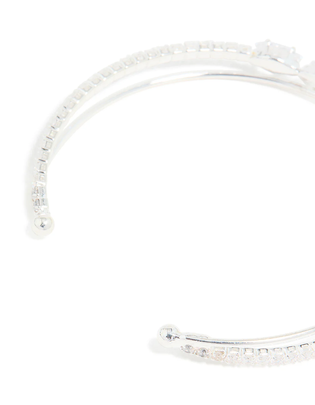 Silver Plated Cubic Zirconia Criss-Cross Wrist Cuff - Image 5
