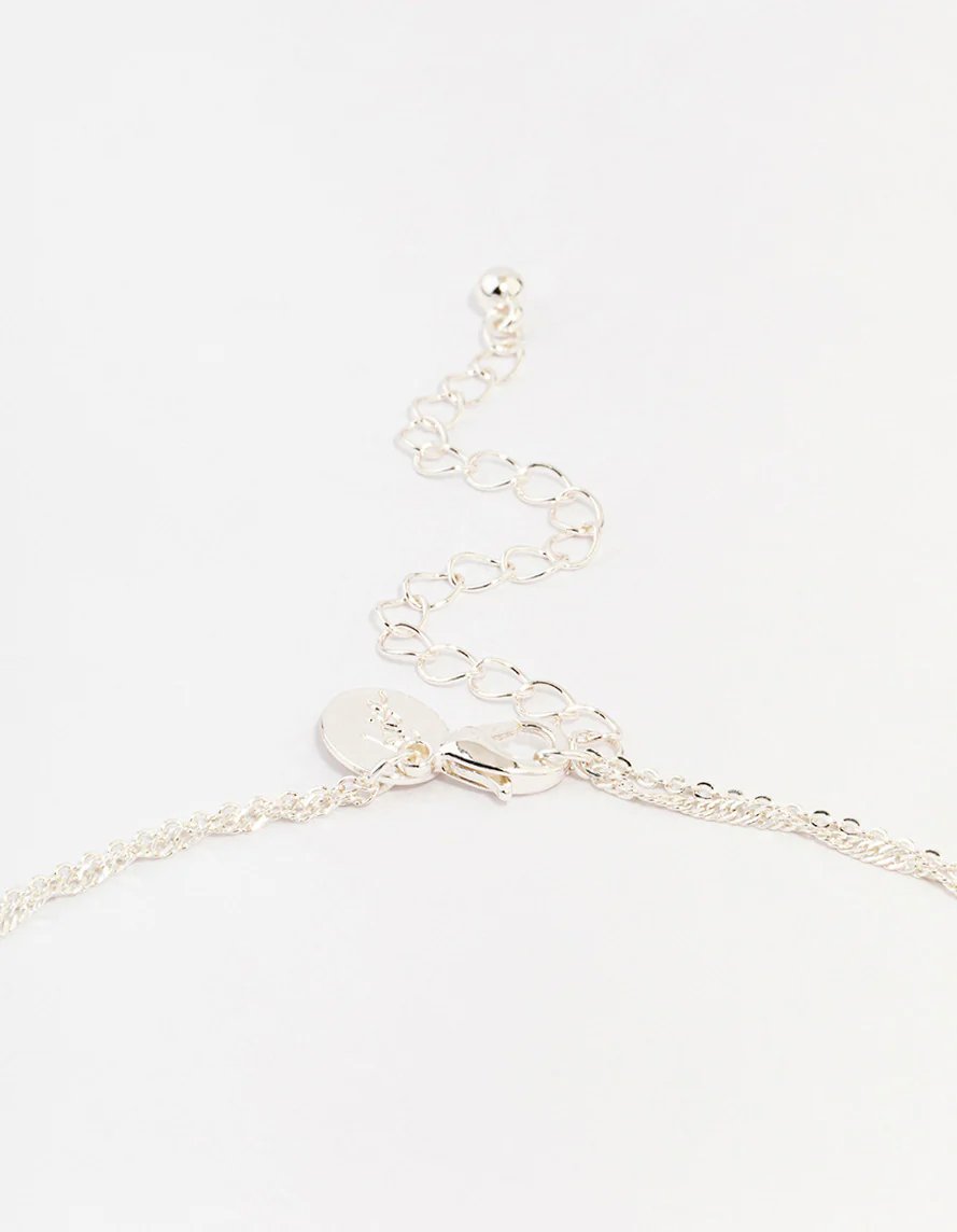 Silver Plated Brass  Cubic Zirconia Cross Coin Layered Necklace - Image 3