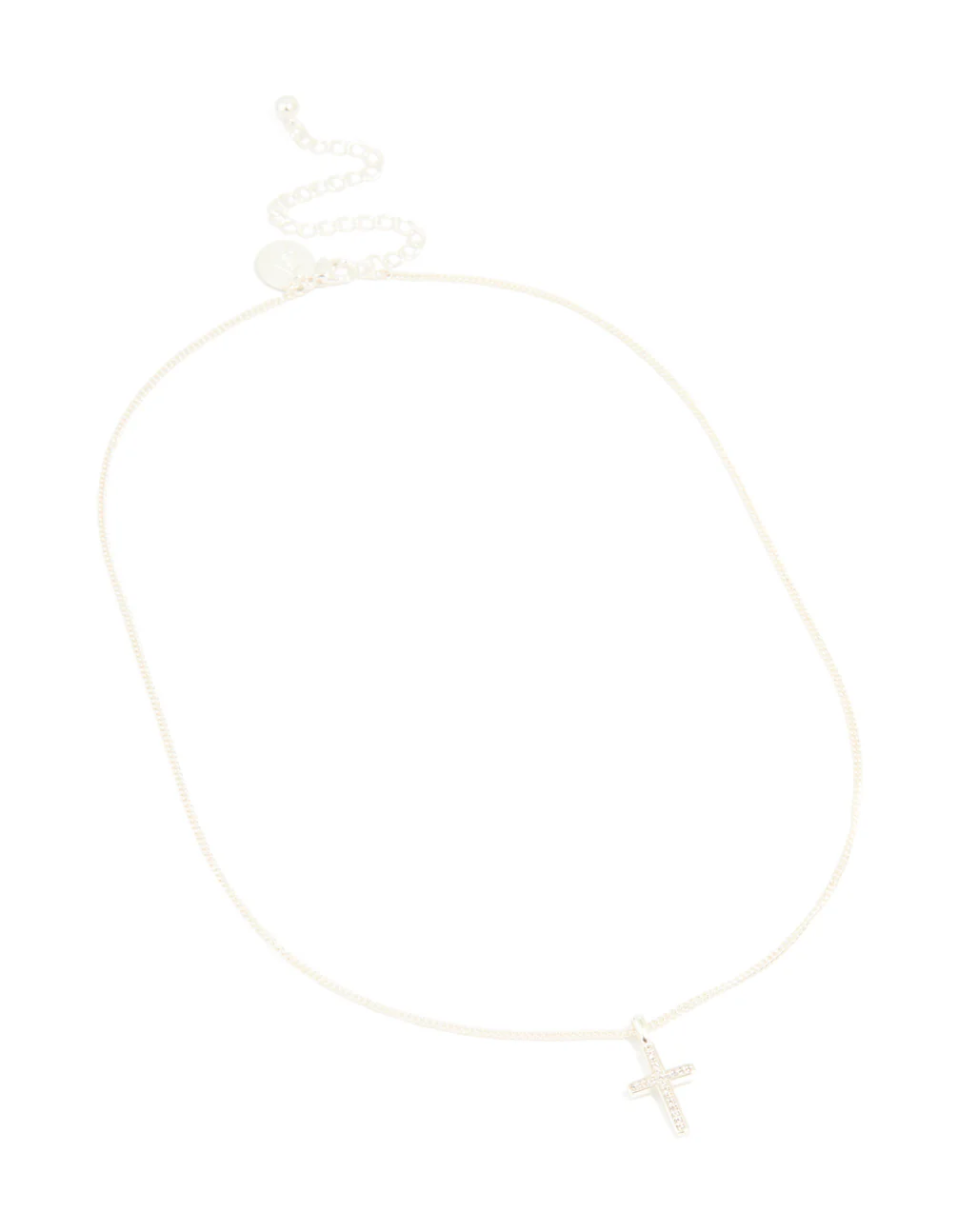 Silver Plated Cubic Zirconia Cross Pendant Necklace - Image 3