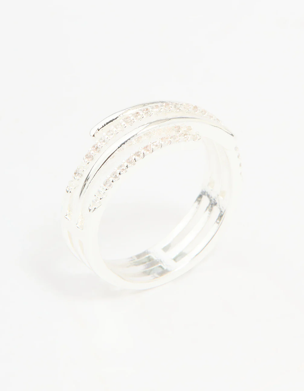 Silver Plated Cubic Zirconia Dainty Wrap Ring - Image 2