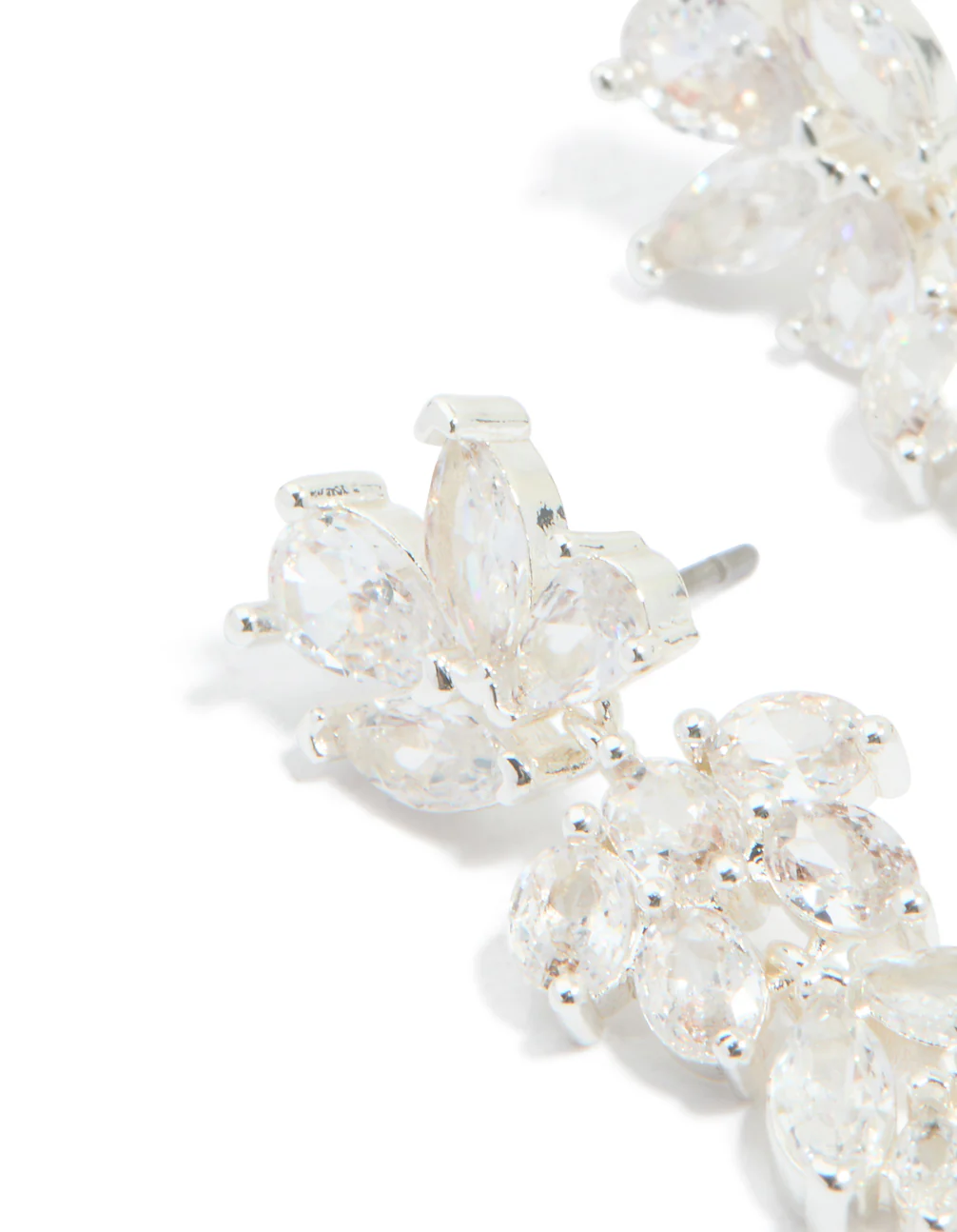 Silver Plated Cubic Zirconia Dazzling Leaf Drop Earrings - Image 4