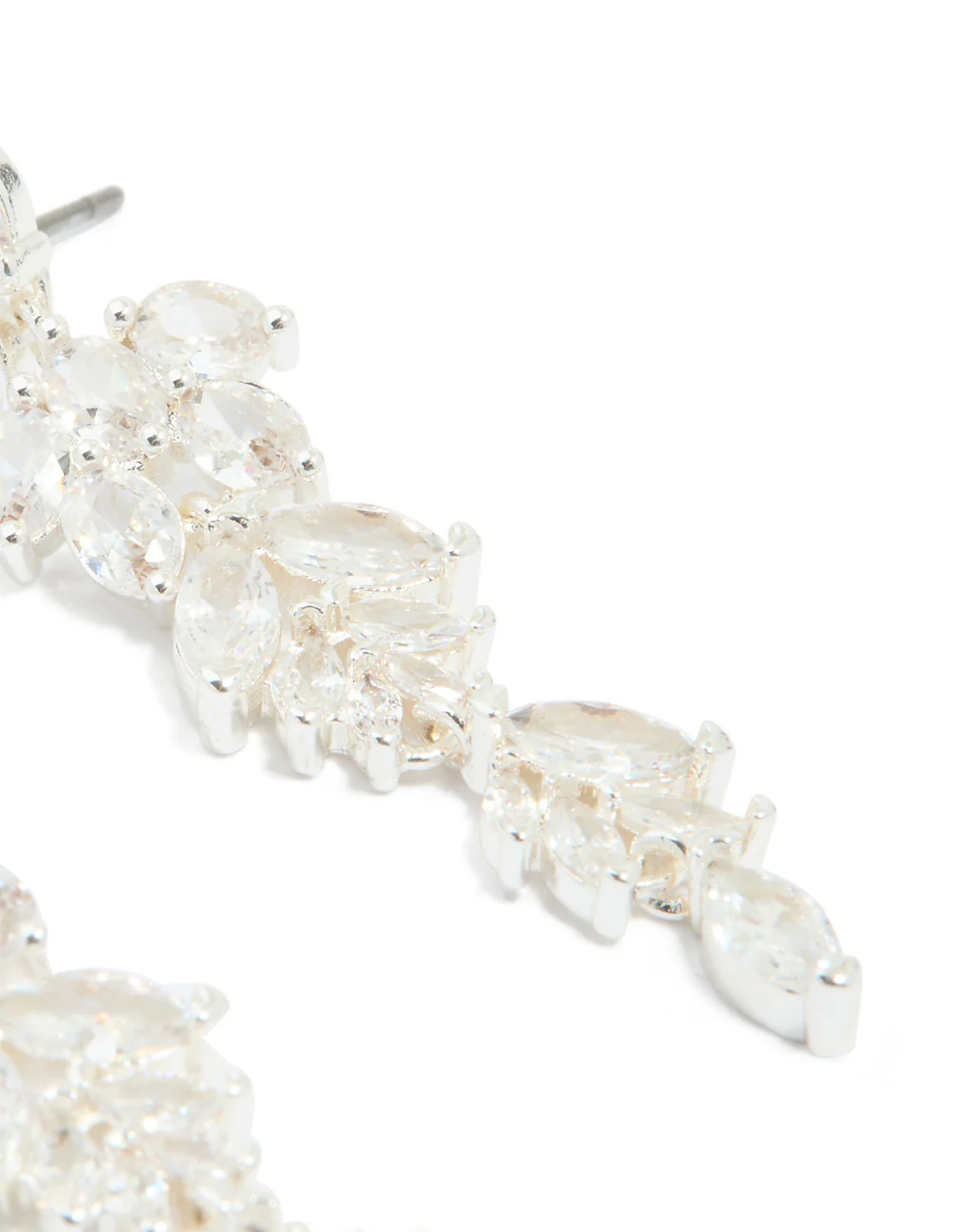 Silver Plated Cubic Zirconia Dazzling Leaf Drop Earrings - Image 5