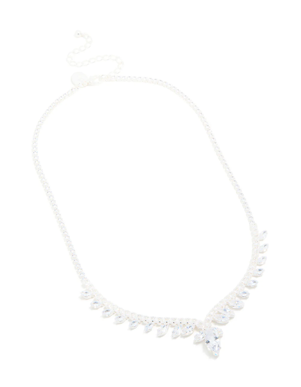 Silver Plated Cubic Zirconia Dazzling Pear Statement Necklace - Image 4