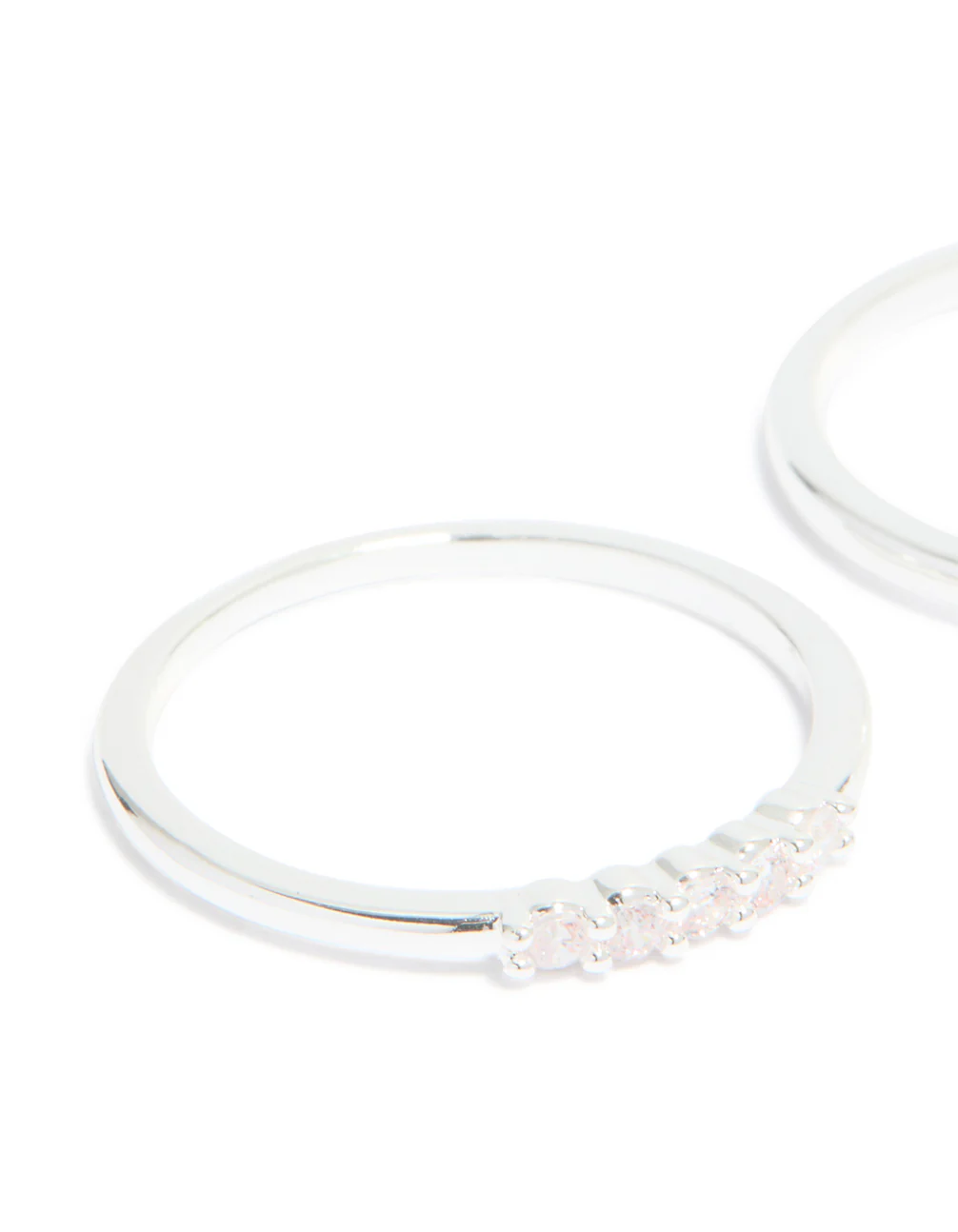 Silver Plated Cubic Zirconia & Fine Pearl Stacking Rings 2-Pack - Image 4