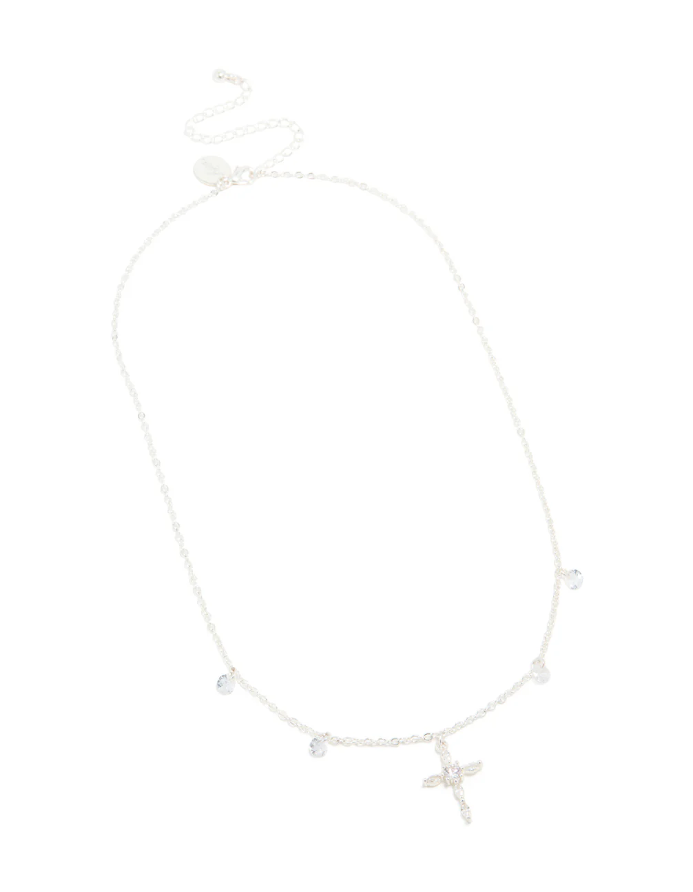 Silver Plated Cubic Zirconia Floating Cross Pendant Necklace - Image 4