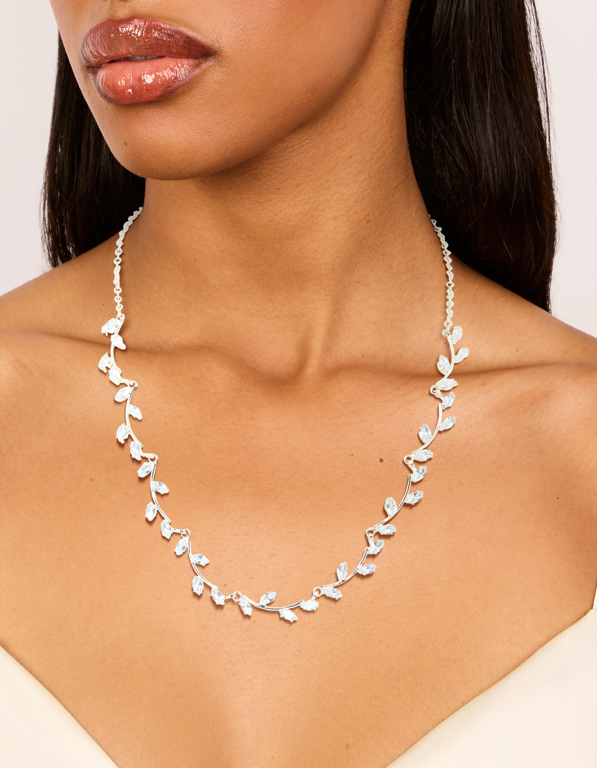Silver Plated Cubic Zirconia Floral Vine Necklace - Image 2