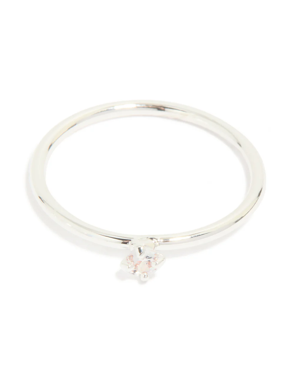 Silver Plated Cubic Zirconia Flower Stacking Rings 3-Pack - Image 5