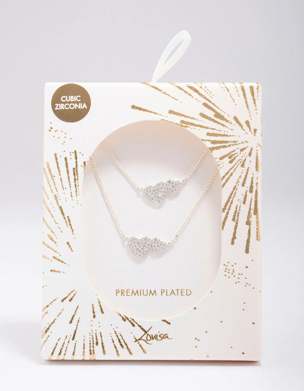 Silver Plated Cubic Zirconia Interlinked Heart Necklace Pack - Image 2