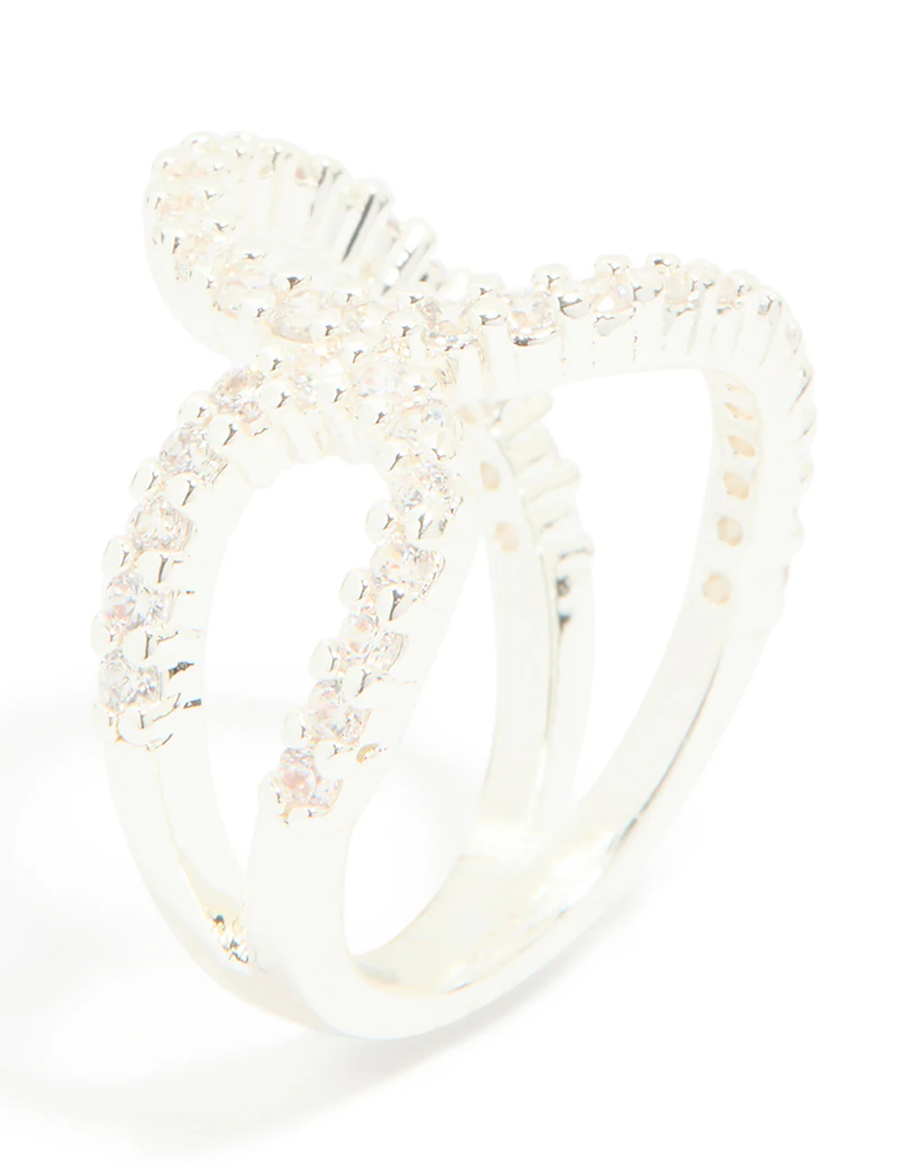 Silver Plated Cubic Zirconia Large Open Loop Ring - Image 4