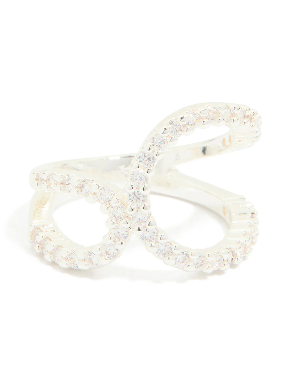 Silver Plated Cubic Zirconia Large Open Loop Ring - Image 5