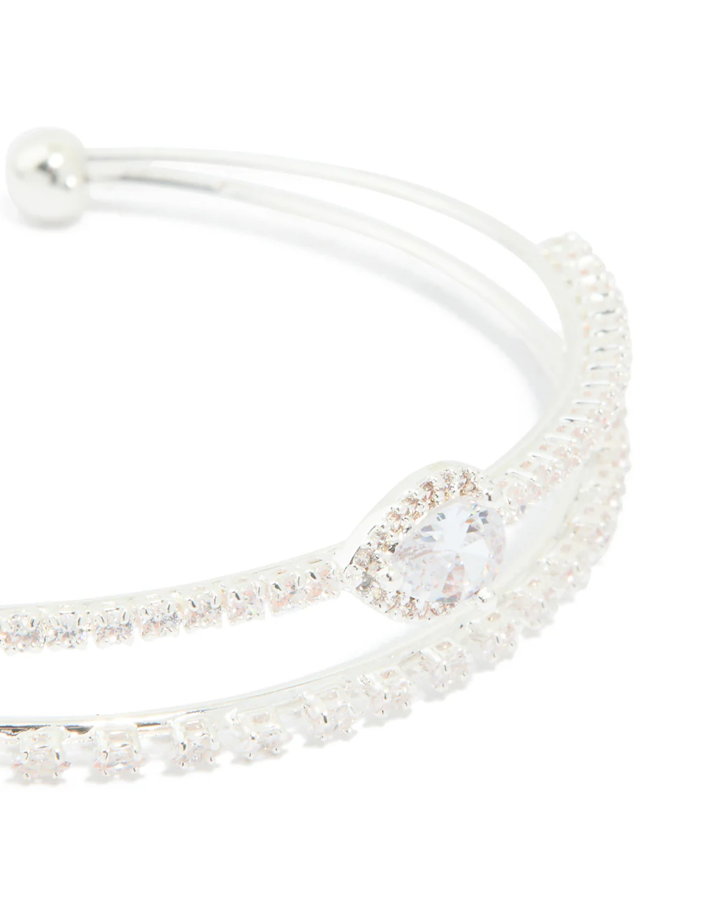 Silver Plated Cubic Zirconia Layered Pear Wrist Cuff - Image 4