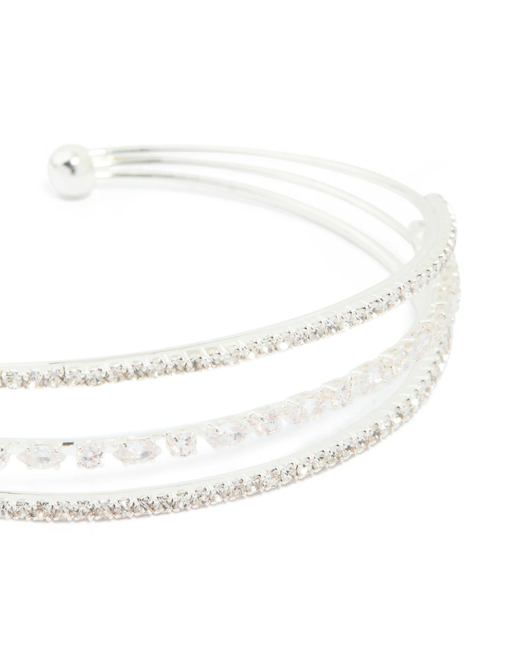 Silver Plated Cubic Zirconia Layered Wrist Cuff - Image 4
