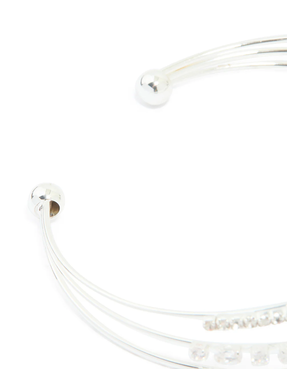 Silver Plated Cubic Zirconia Layered Wrist Cuff - Image 5