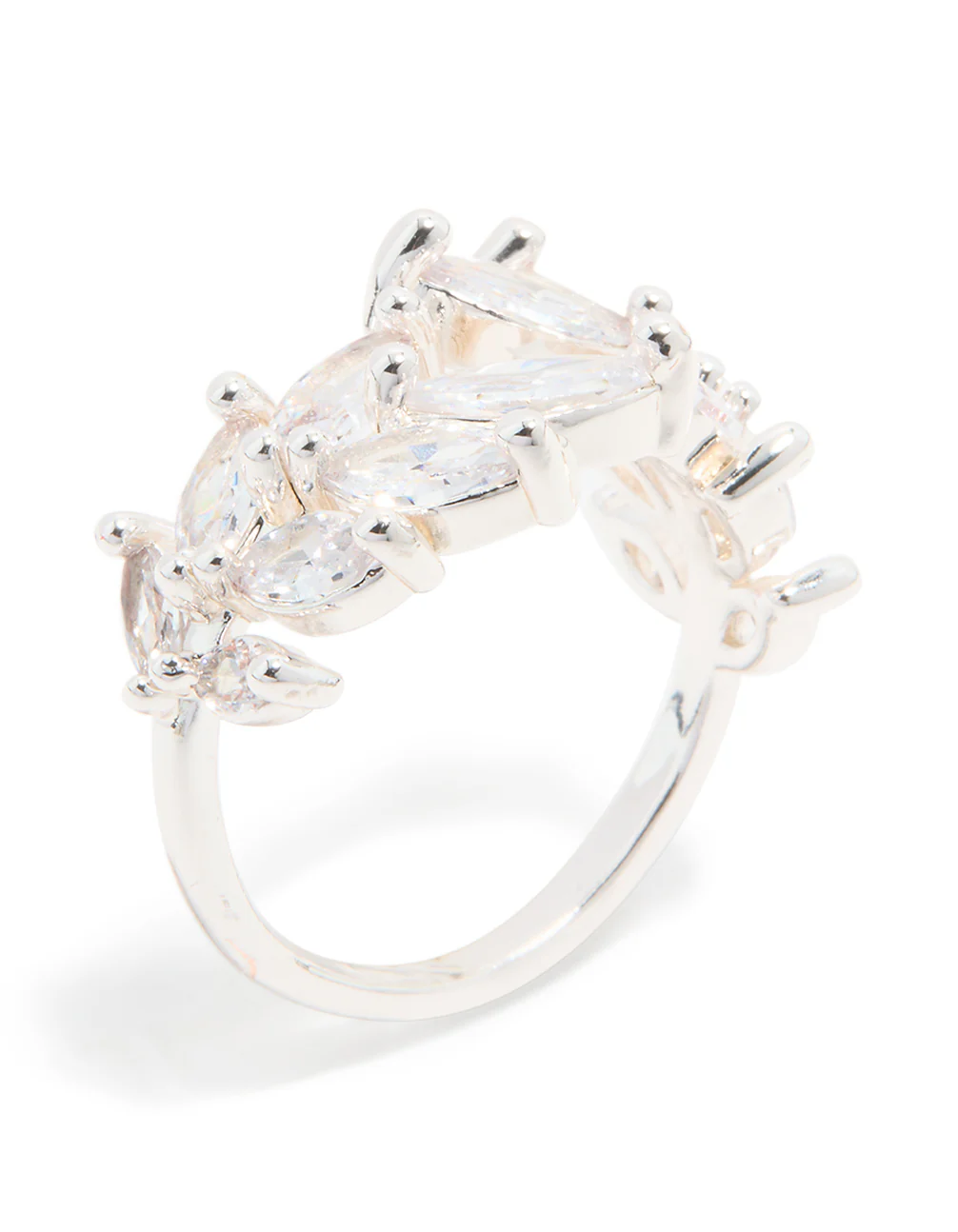 Silver Plated Cubic Zirconia Leaf Wrap Ring - Image 4