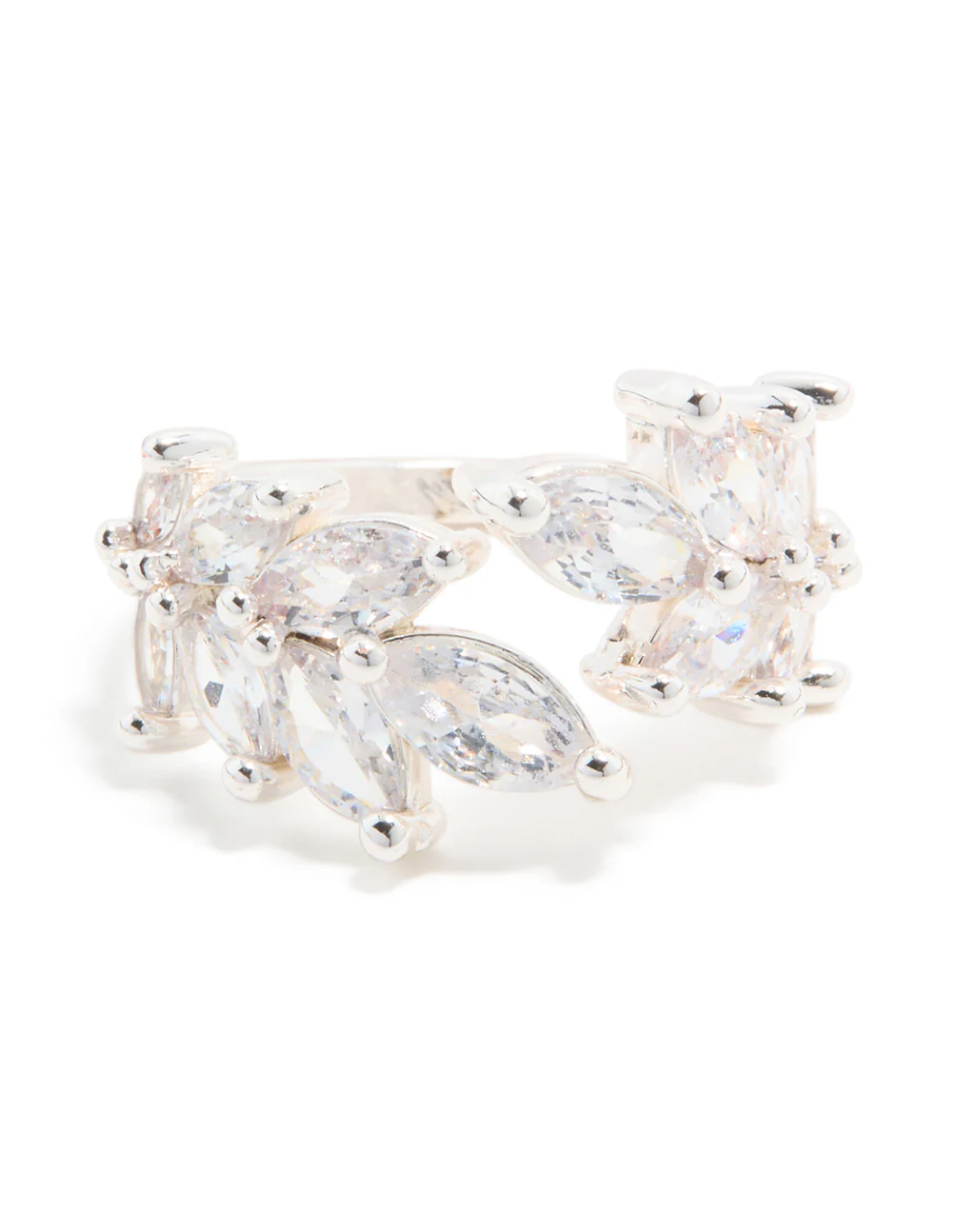 Silver Plated Cubic Zirconia Leaf Wrap Ring - Image 5