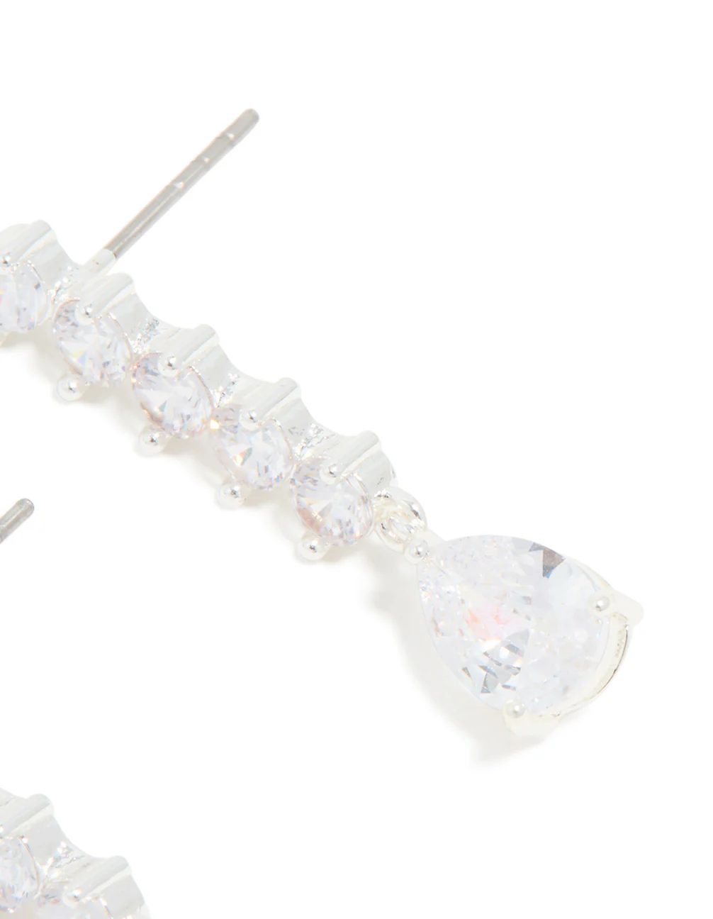 Silver Plated Cubic Zirconia Lovely Pear Drop Earrings - Image 3