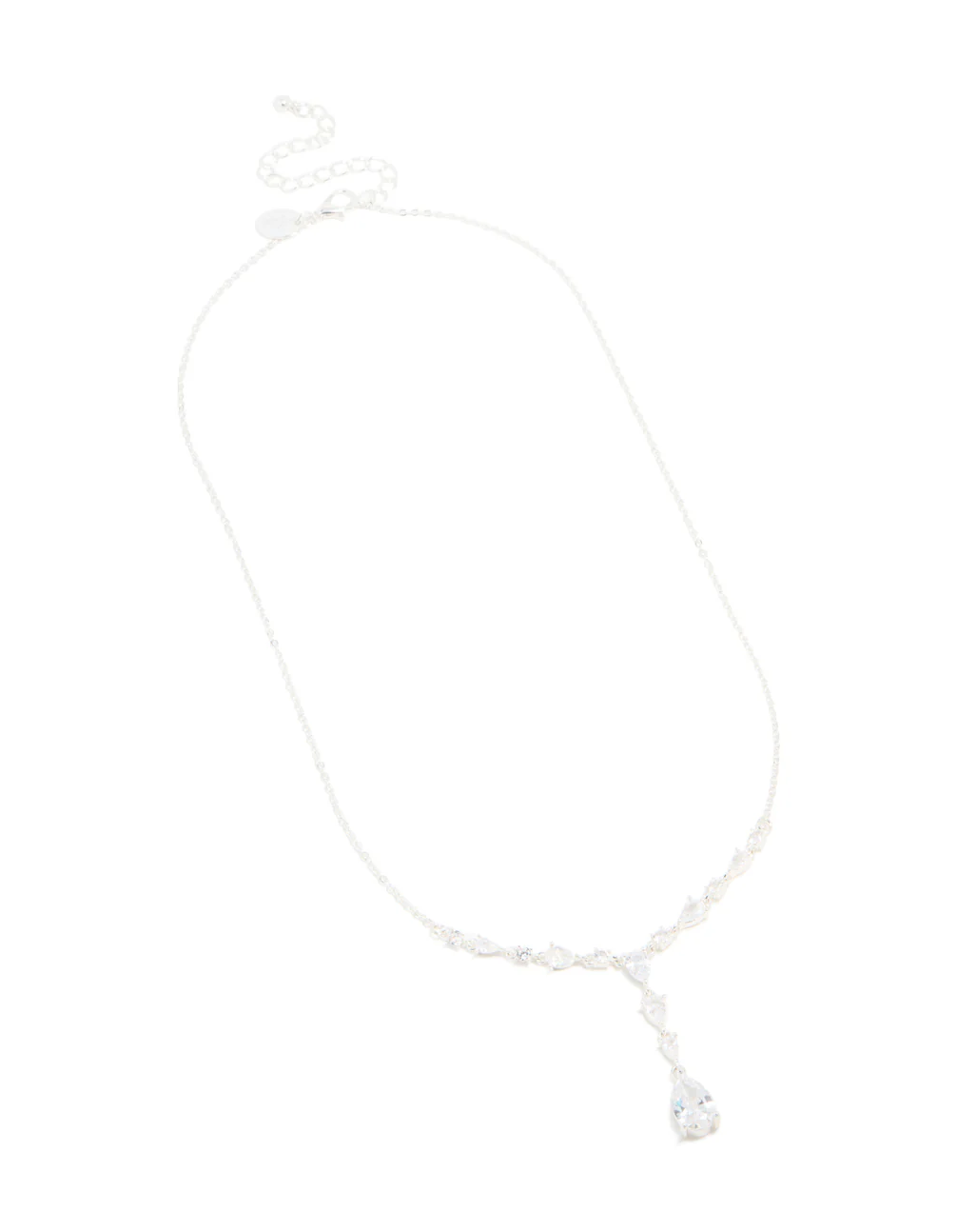 Silver Plated Cubic Zirconia Lovely Pear Drop Necklace - Image 4