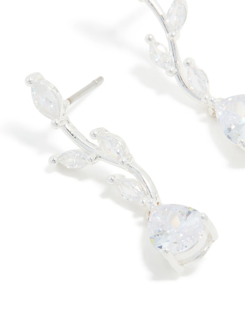 Silver Plated Cubic Zirconia Lovely Pear Vine Earrings - Image 2