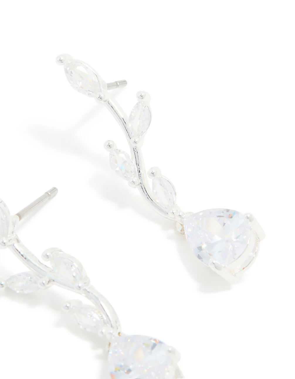 Silver Plated Cubic Zirconia Lovely Pear Vine Earrings - Image 3