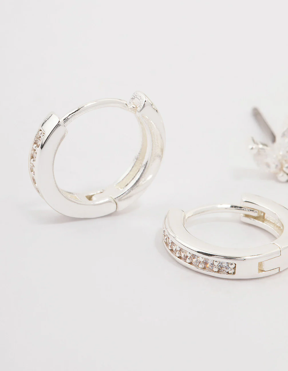 Silver Plated Brass  Cubic Zirconia Marquise Earring 3-Pack - Image 2
