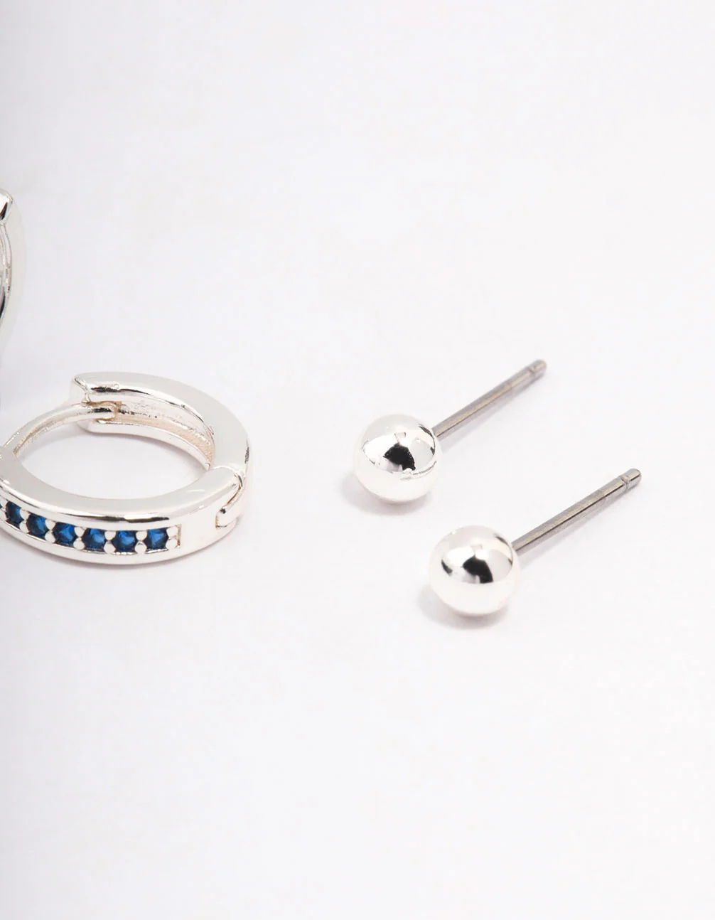 Silver Plated Cubic Zirconia Marquise Stud & Huggie Earring 3-Pack - Image 3