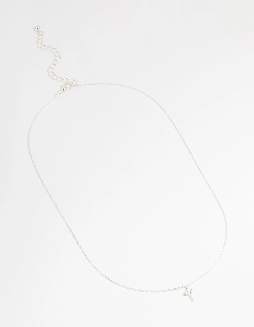 Silver Plated Cubic Zirconia Mini Cross Pendant Necklace - Image 4