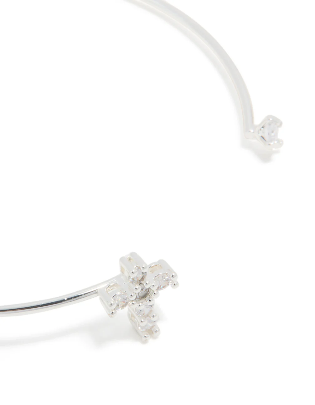 Silver Plated Cubic Zirconia Modern Cross Wrist Cuff - Image 4