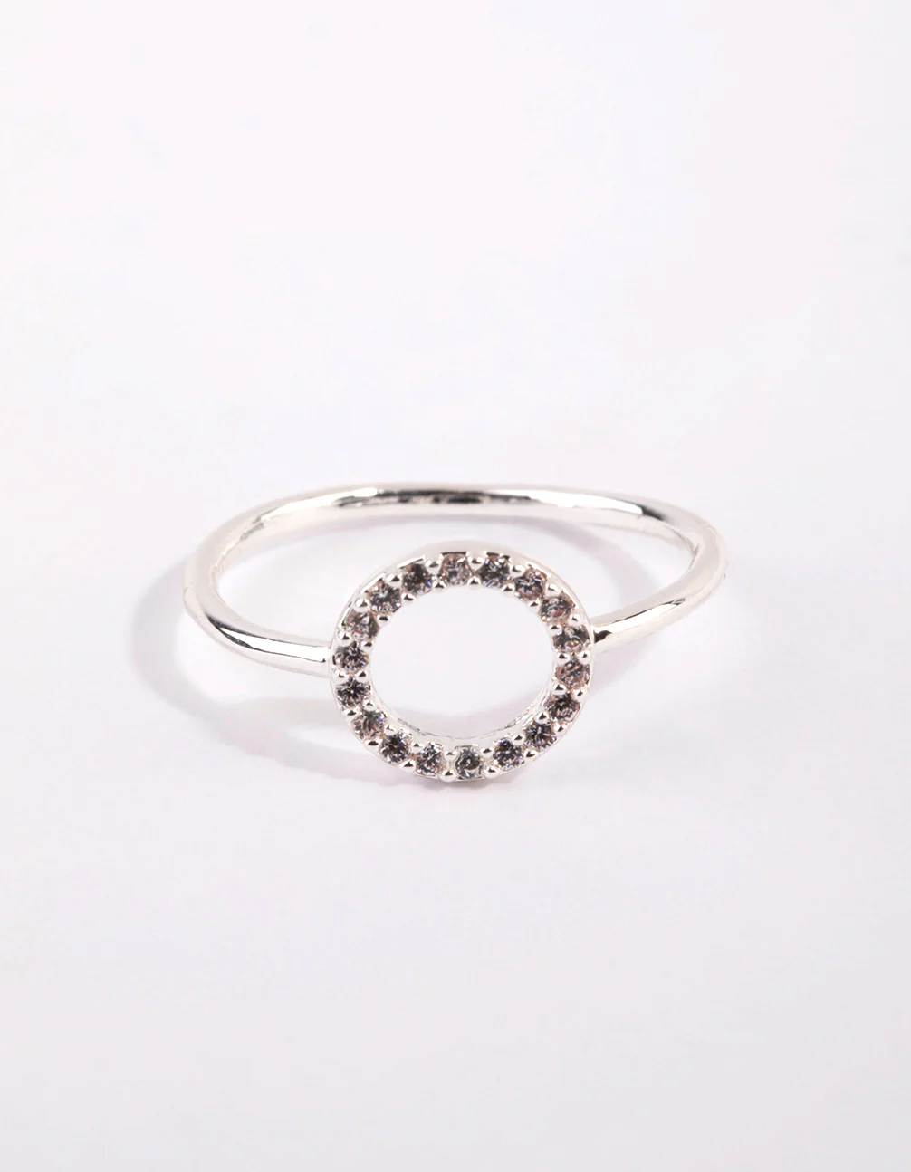 Silver Cubic Zirconia Open Circle Ring - Image 2